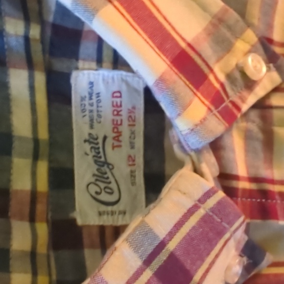 Set Of 4 1960s Boys Plaid Short Sleeve Button Up Shirts Size 12 - Picture 4 of 10